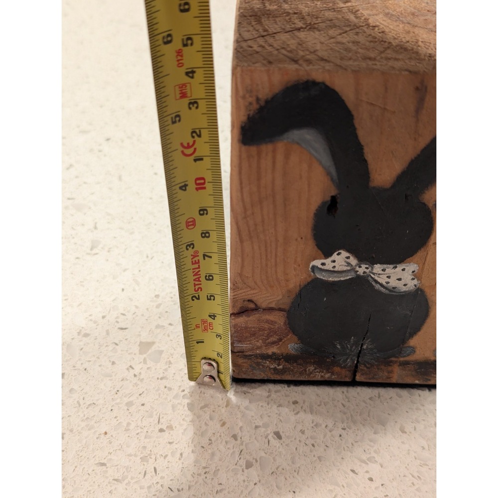 VTG HAND PAINTED BUNNY TABLE SHELF DECOR SPRING‎ EASTER RECLAIMED WOOD RUSTIC - Picture 9 of 11